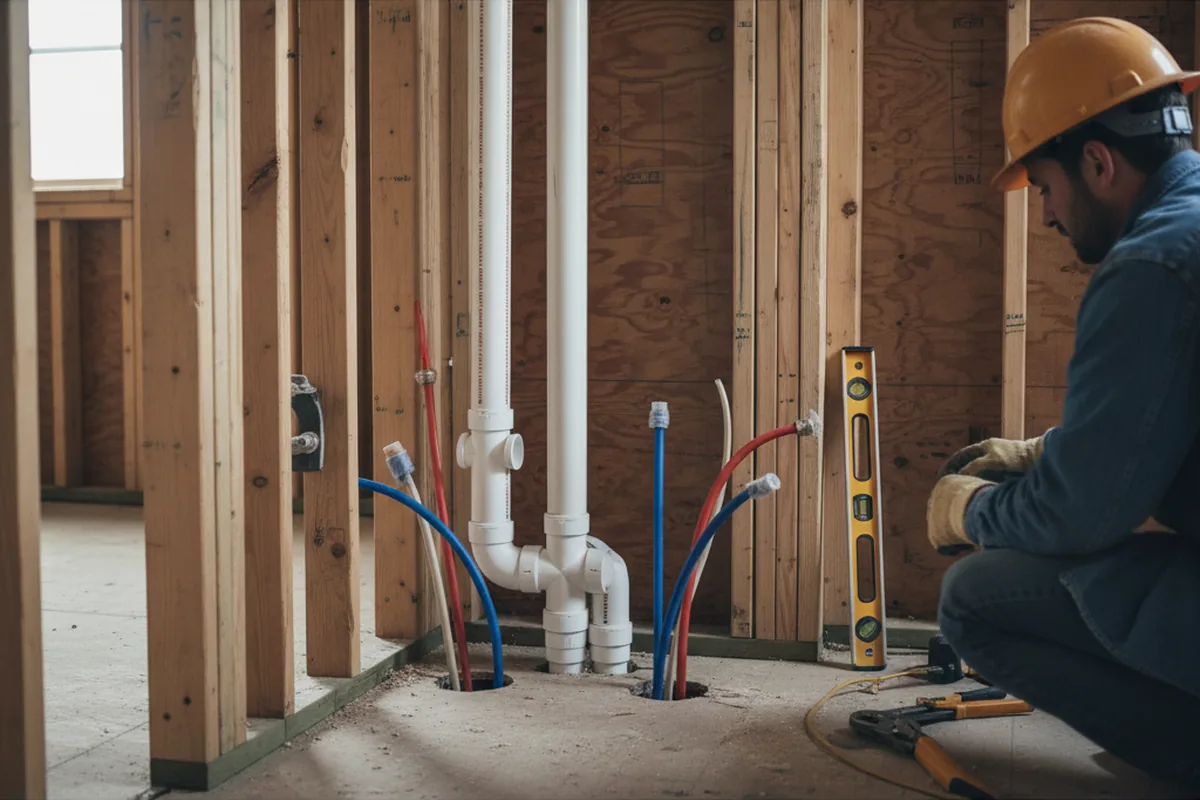 Drain and supply rough-in during Leak Detection in Kelly