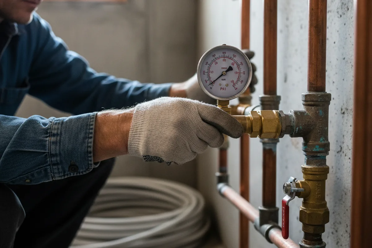 Pressure testing a repaired line during Water Line Repair in Kelly